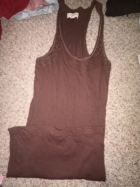 Abercrombie & Fitch Brown Beaded Racerback Tank Top